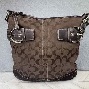 Coach Signature Soho Duffle Shoulder Bag Bag 3574‎ Jacquard Brown Y2K Mint